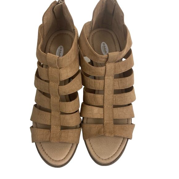 Dr. Scholl's Chaser Caged Stacked Heel Microfiber Open Toe Sandals Size 10M - Picture 3 of 9